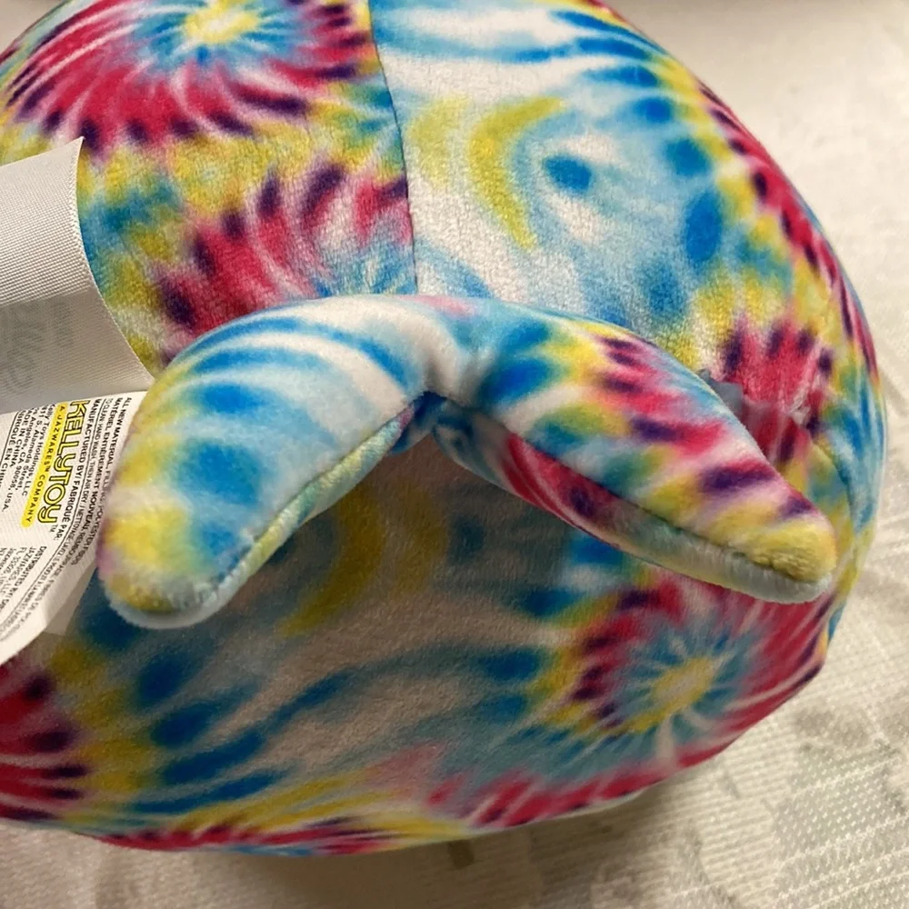 SQUISHMALLOWS Milaina Tie Dye Rainbow Colored Love Plush Narwhal Whale 10” Tall